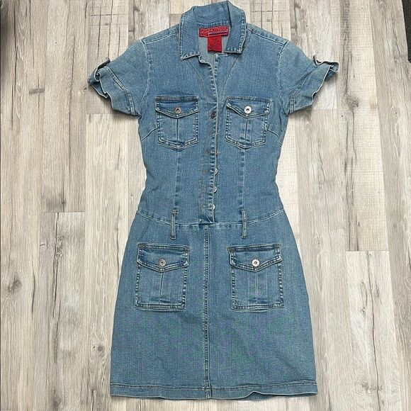 Denim Short Sleeve Dress - Picture 1 of 2